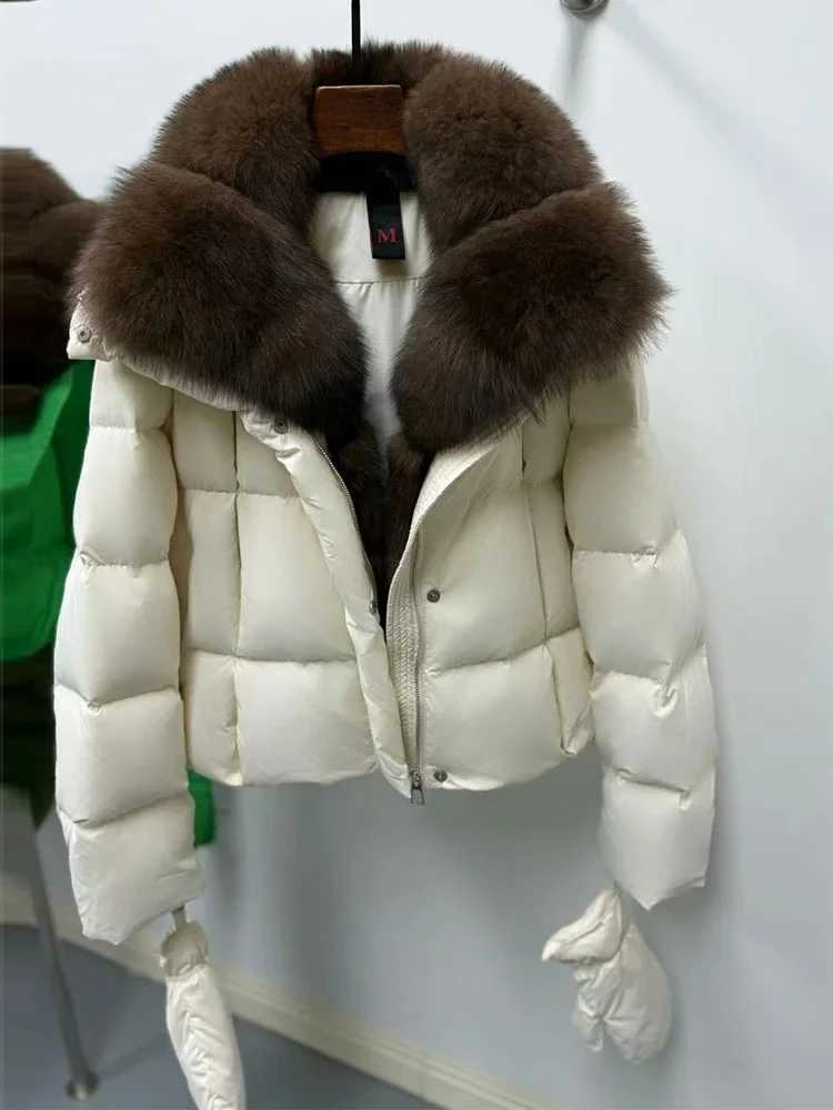 Down Jacket 2025 Luxury Huge Natural Fox Fur Collar Goose Down Jacket Women Casual Warm Puffer Jacket Down Coat Parka OutwearT251201