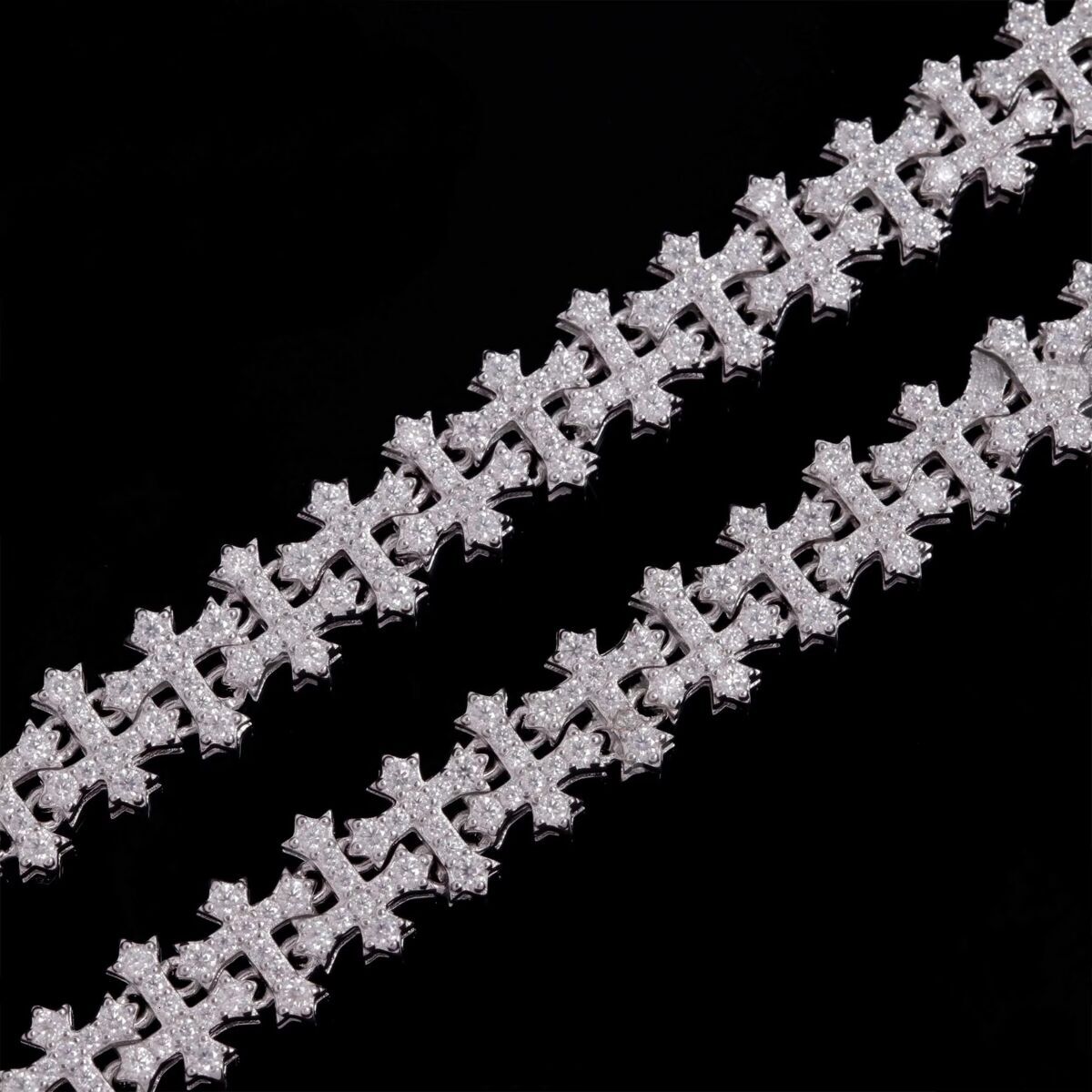New Design Sterling Sier Gold Plated Link Bracelets Iced Out Vvs Moissanite Full Dia Cross Chain Bracelet Ddmyfeb