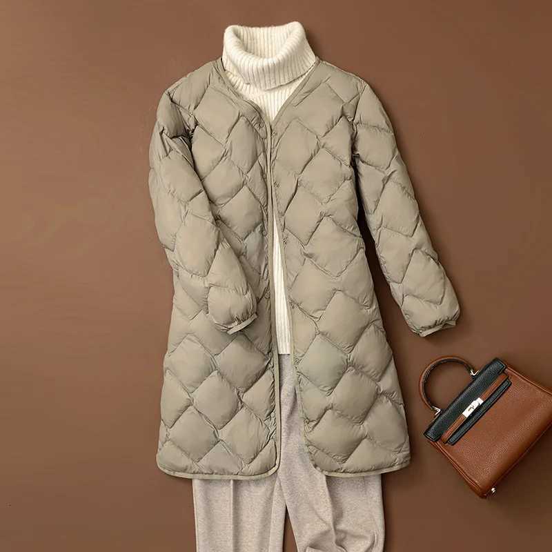 NewBang Long Ultra Light Down Jacket Women Duck Down Coat Female Diamond Warm Lighteight O-neck CoatT251201