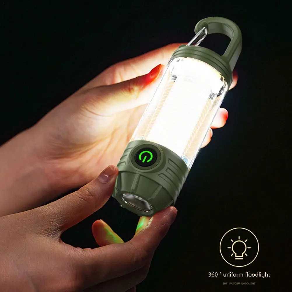 1000LM Super Bright Outdoor Hiking Fishing Tent Lamp 1200mAh Rechargeable Dual Light Source Tent Light Outdoor Camping Lantern M251201