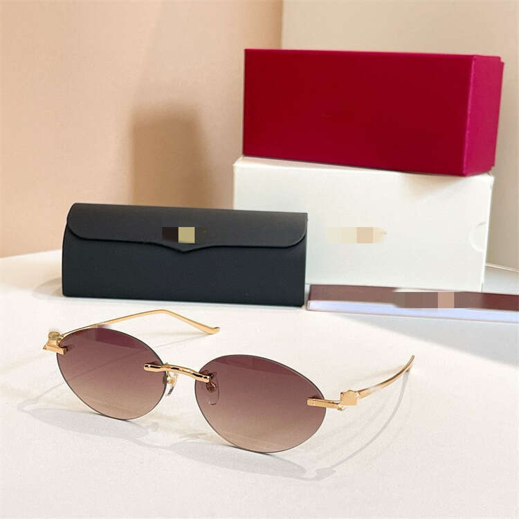 Designer New Frameless INS European and American Internet Celebrity Same Style Leopard Leg Oval CT0504S Sunglasses