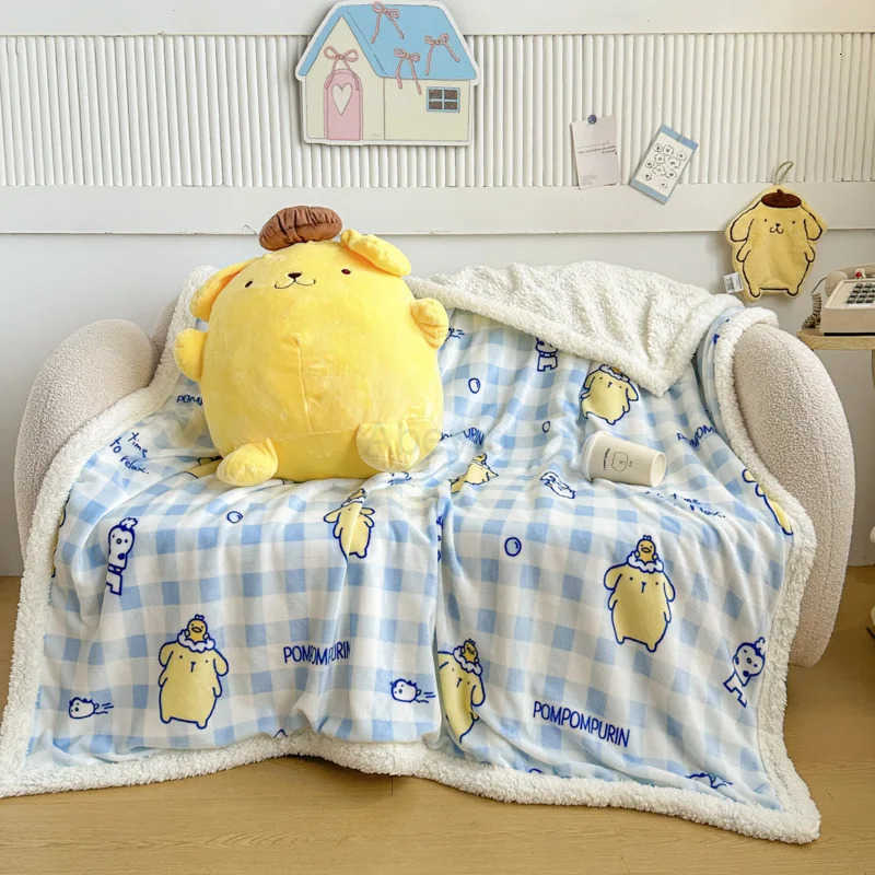 Sanrio Kawaii Kuromi Hello Kitty Autumn Winter Velvet Childrens Cartoon Cute Blanket Milk Velvet Thick Quilt Girls Gifts Toys H251201