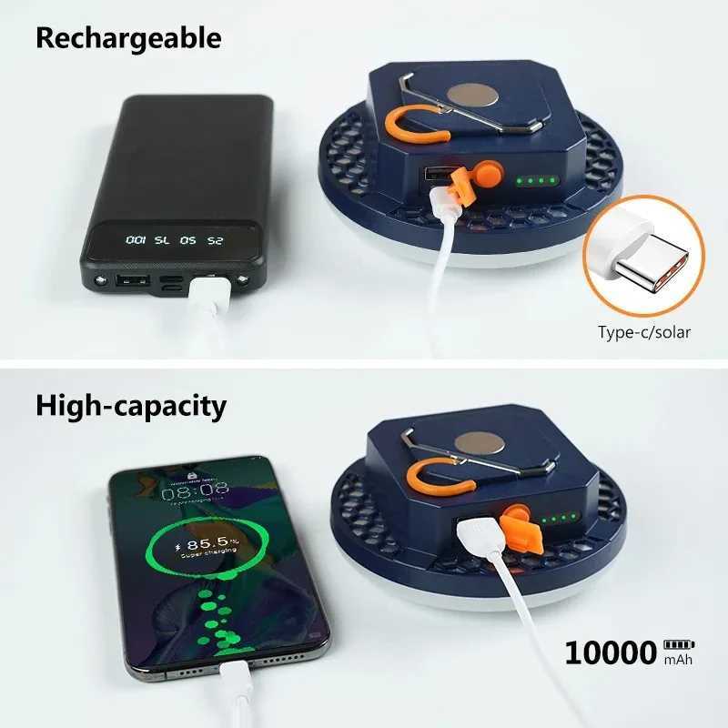 LED Camping Lantern with 10000/7000mAh Lithium Battery Rechargeable and Portable Outdoor Camping Lamp Bulb Flashlight Emergency M251201