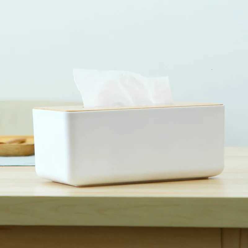 Minimalist Tissue Box Cover with Wooden Top Mti-Size PP Storage Organizer Dustproof for He Car Bathro Gift H251201