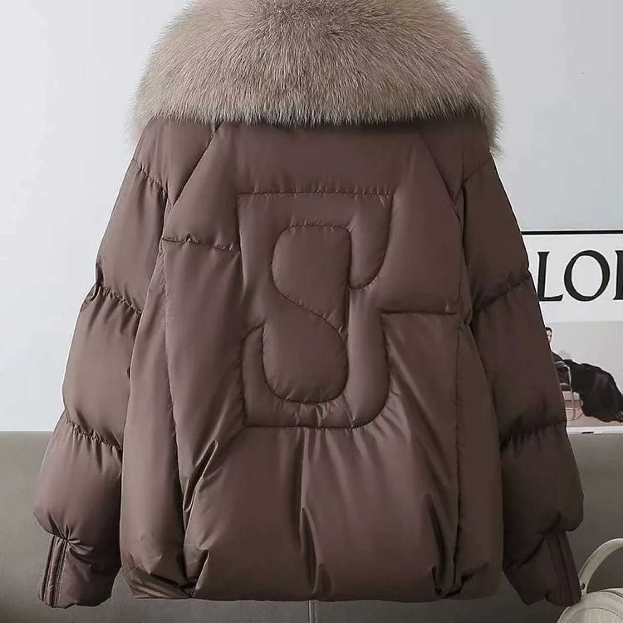 Winter Womens Cotton-Padded Jacket Large Fur Collar Thickened Short Warm Coat down Filled Anti-Fur for Short PeopleT251201