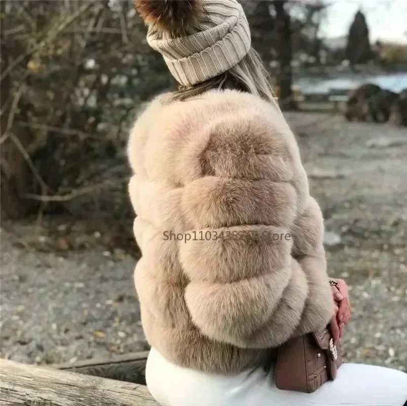 Womens Fashion faux fur coat super hot Autumn Winter women short Faux fox fur fluffy jacket high quality 5xl Ladies furry coatsT251201
