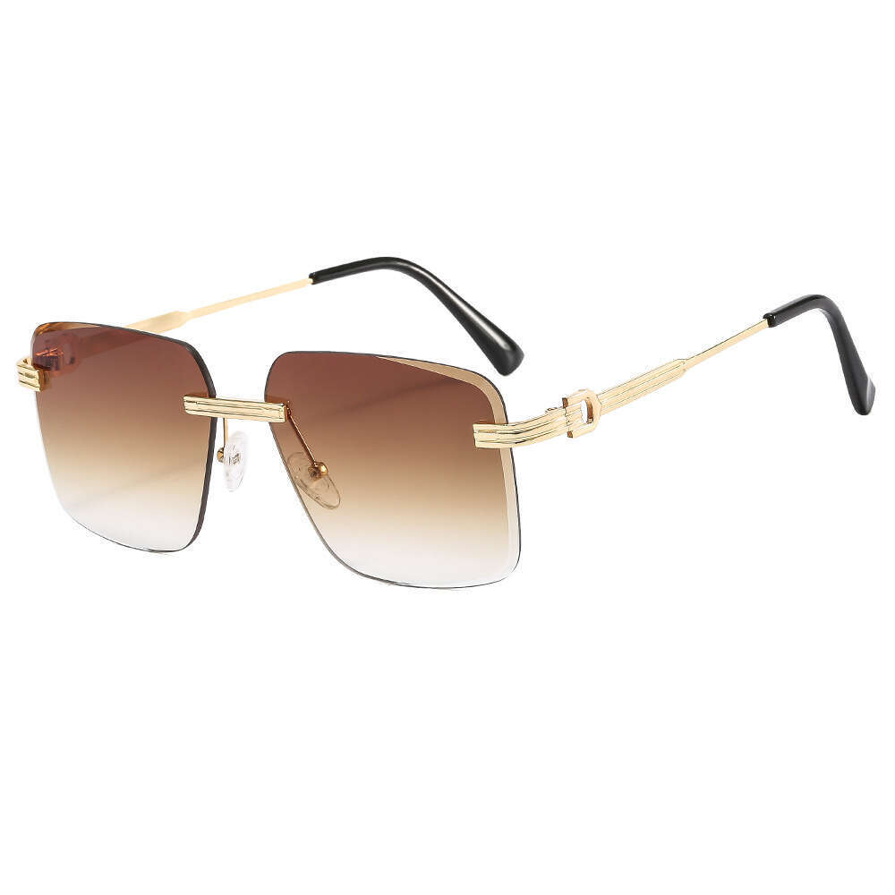 2025 Designer Women New Trendy Sunglasses Men Fashionable Black Glasses for Big Face UV Protection Rimless