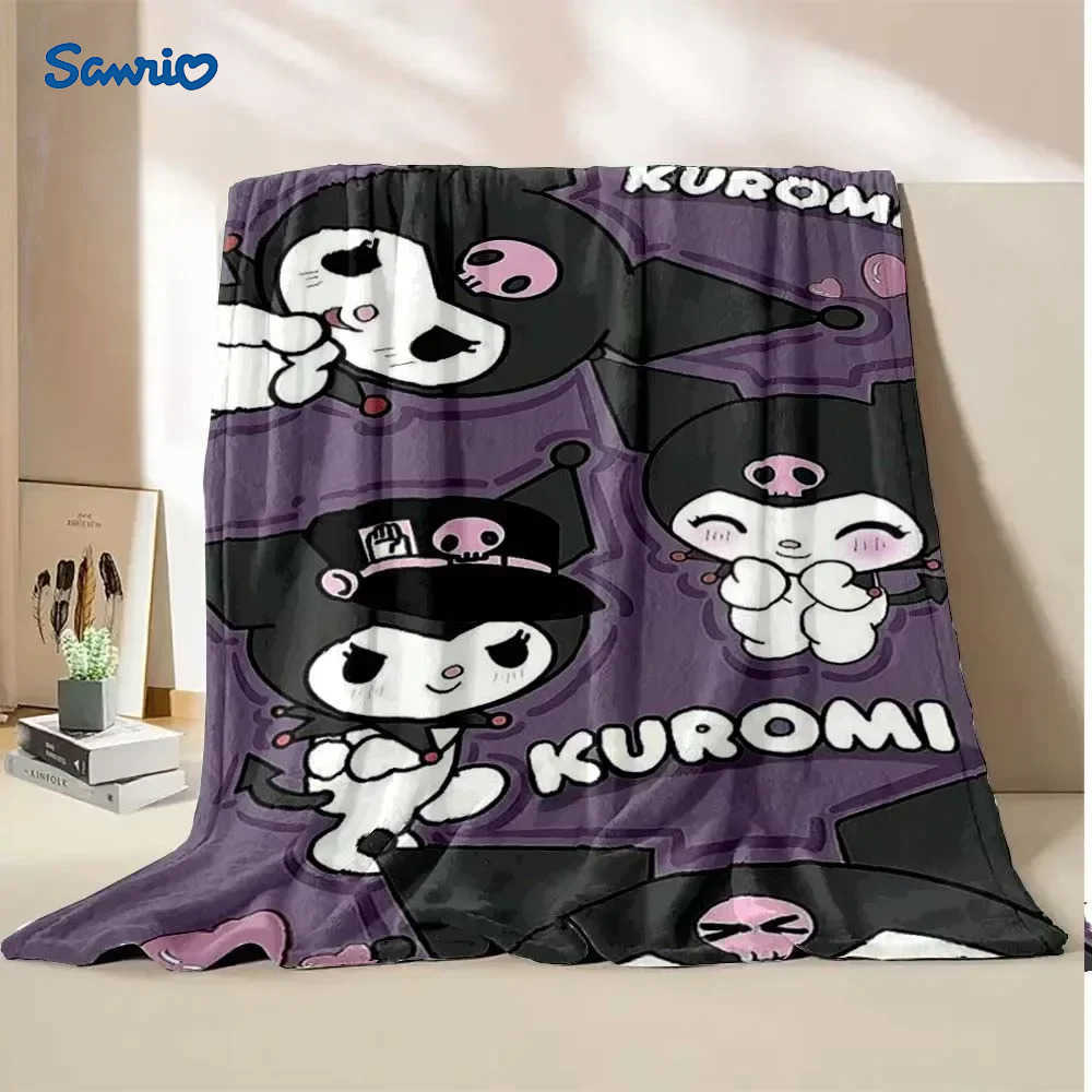 Sanrio Kuromi Flannel Blanket Children Soft Quilt Thicken Plush Nap Blanket Cartoon My Melody Sofa Blanket Child Adult Gift H251201