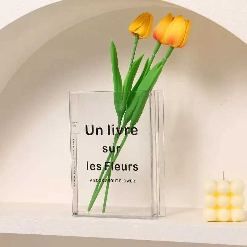 Clear Acrylic Book Vase for Flowers Transparent Flower Vase for He Decor Simplicity Bookshelf Decor Unique Stuff Y251201