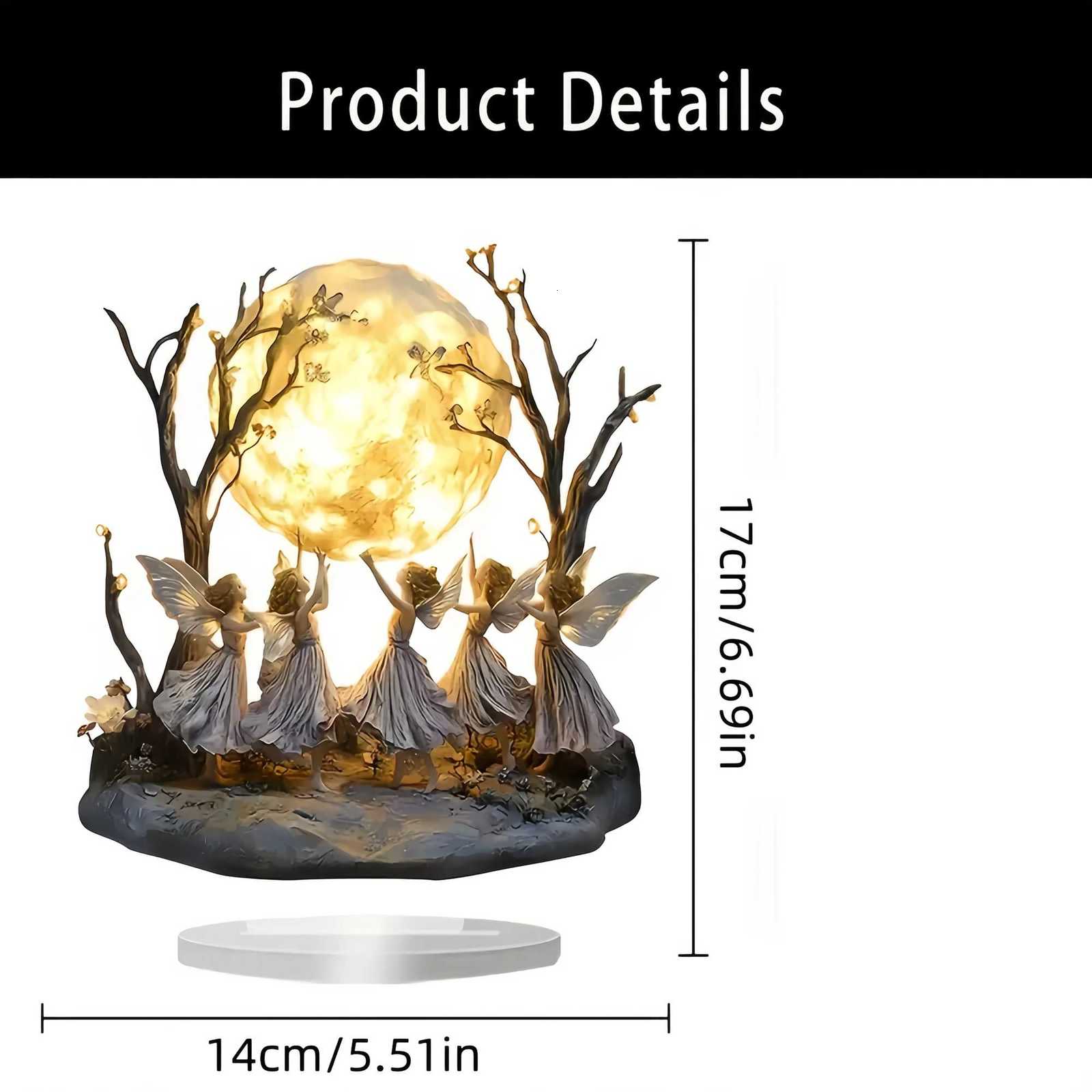 1 Piece 2D Bohen Style Acrylic Fairy and Moon Desktop Decoration He Off Cafe Holiday Decoration H251129