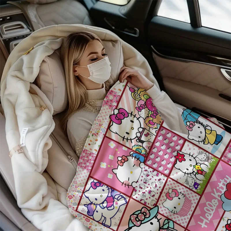 Sanrio Hot Cartoon Anime Hello Kitty Blanket Digital Printing Soft and Comfortable Sofa Covered Blanket Children Nap Sleeping Blanket H251201