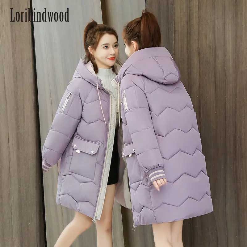 2023 Winter Women Jacket Coats Long Parkas Female Down cotton Hooded Overcoat Thick Warm Jackets Windproof Casual Student CoatT251201