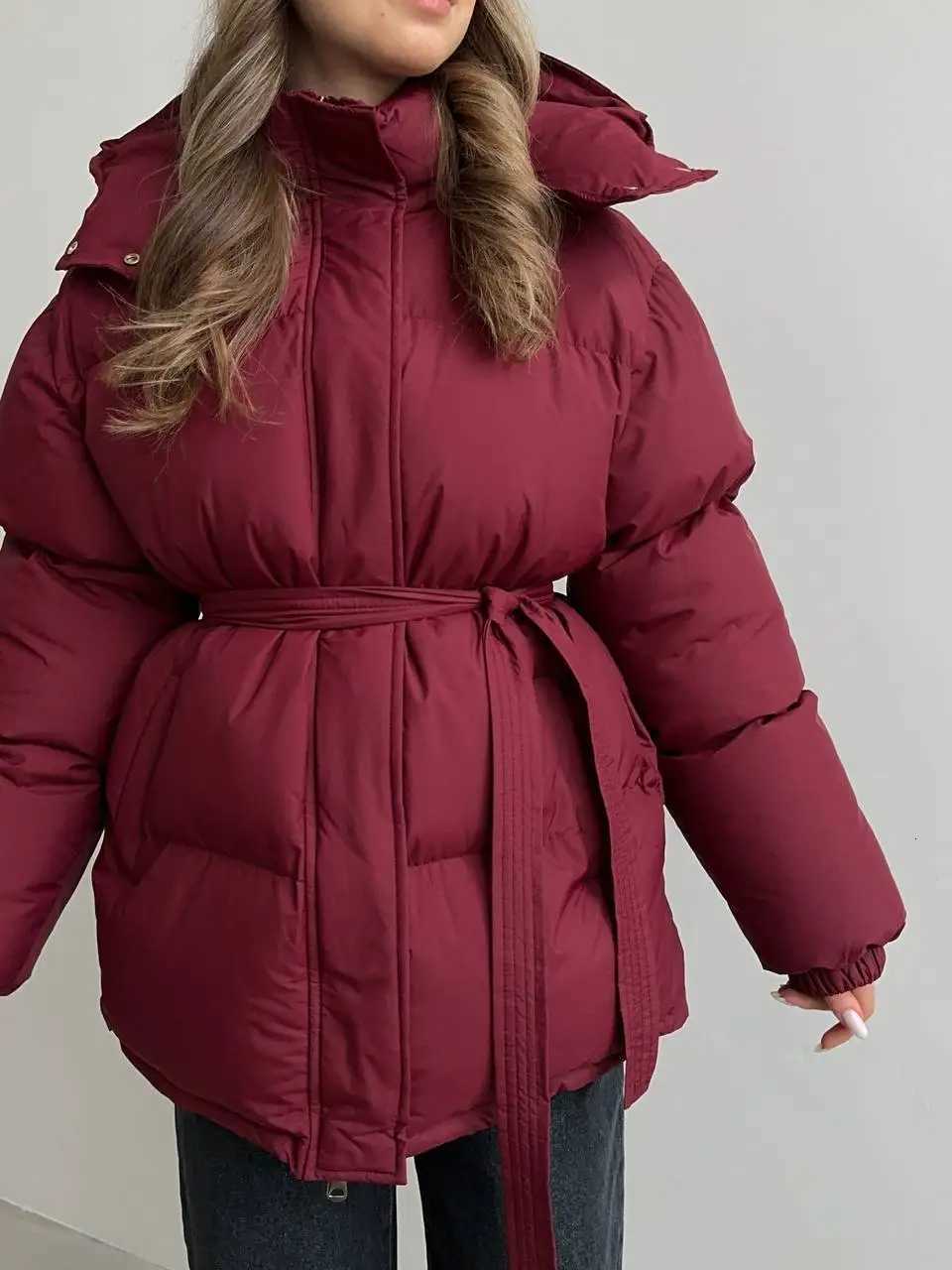Fashion Outdoor Hiking Bread Cotton Jacket Autumn and Winter Womens Simple Solid Color Daily Office Thick Warm Casual JacketT251201