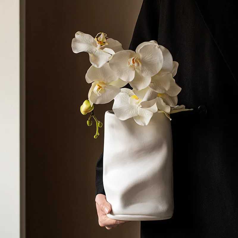 Ceramic Vase Irregar Wrinkles Origami Vase Ceramic Handicrafts Flower Arrangement Accessories Terrarium He Decoration Y251201