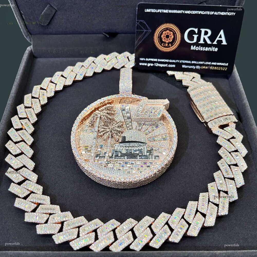 Custom Sier Full Moissanite Creative Design Men Cuban Big Charm Necklace Pendant