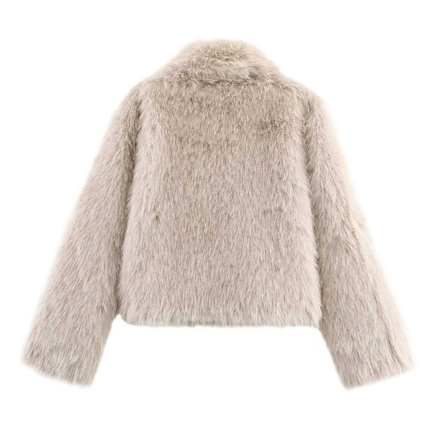 BSAY Fake fur jacket coats womens clothing 2025 winter new fashion Korean lapel long sleeves thick warm chic ladies tops mujerT251201