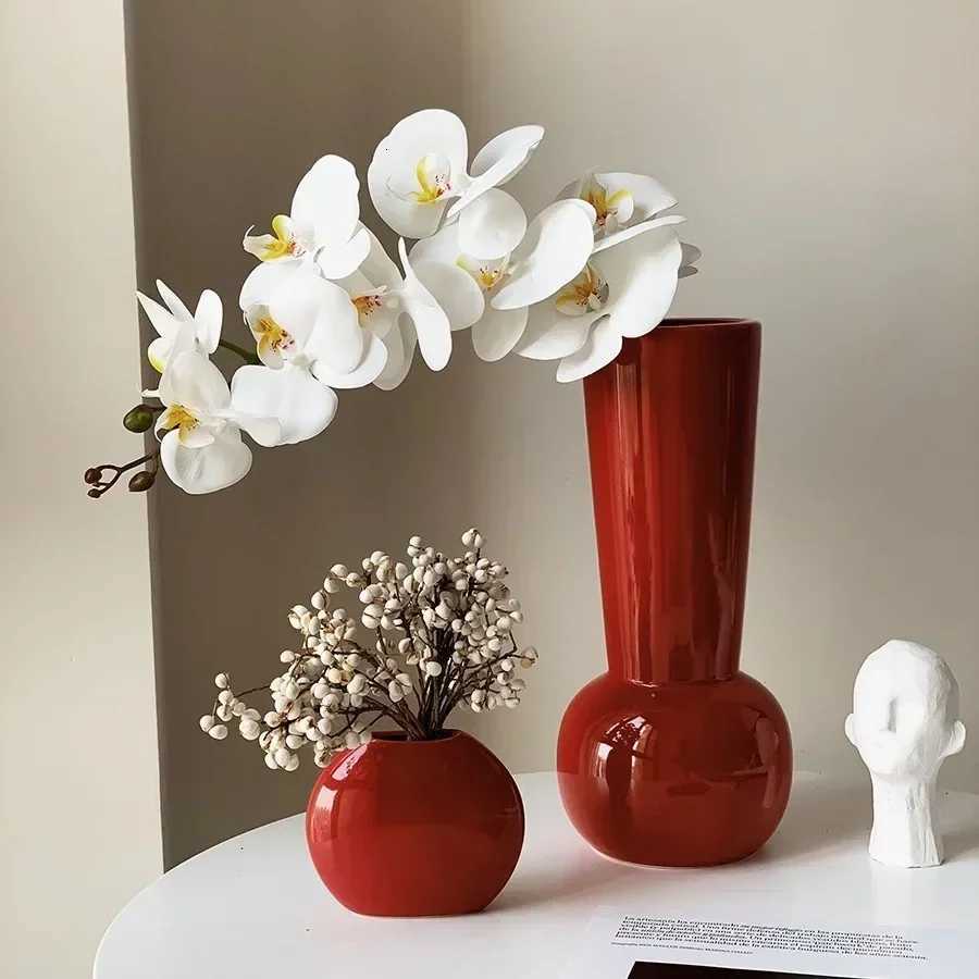 Red Ceramic Art Vase Wedding Housewarming Festive Vase He Living Ro New Year Decoration Y251201