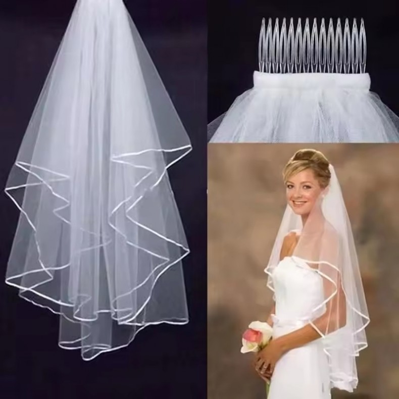 Wholesale Fashion Short Tulle Veils With Comb White Ivory Bridal Two Layer Veil For Marriage Wedding Hair Accessories For Bride Party Lg0724 Youmaidre