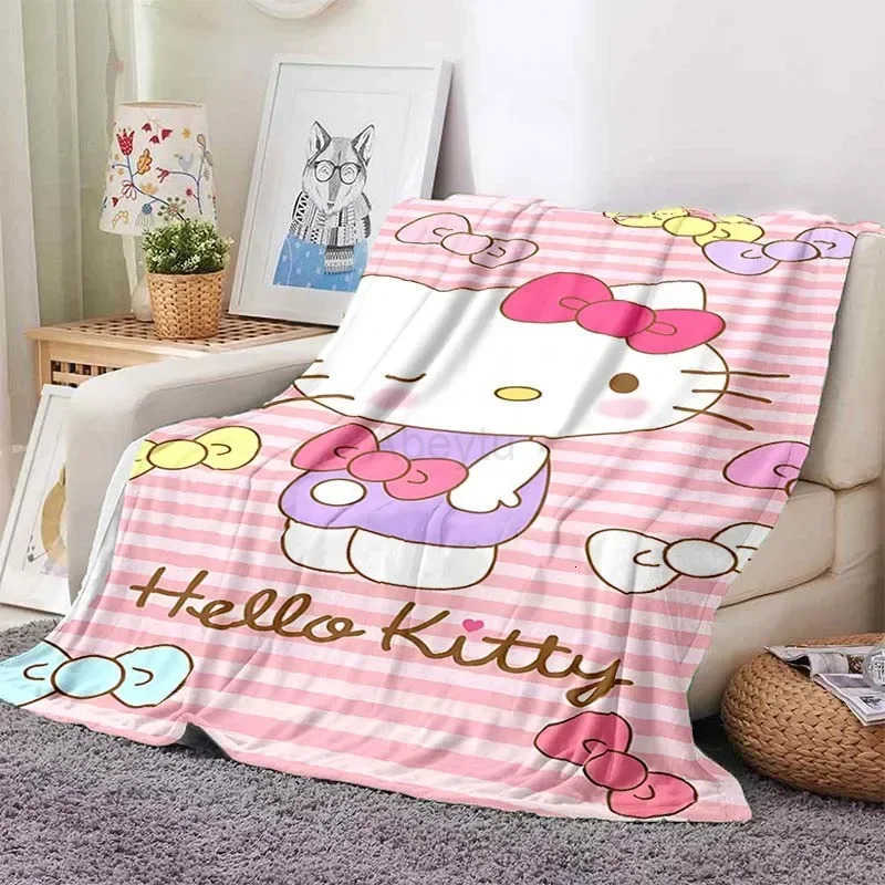 Sanrio Hello Kitty Blanket for Sofa Bed King Size Cute Cat Soft Flannel Throw Fluffy Bed Blanket New Born Winter Blanket Gift H251201