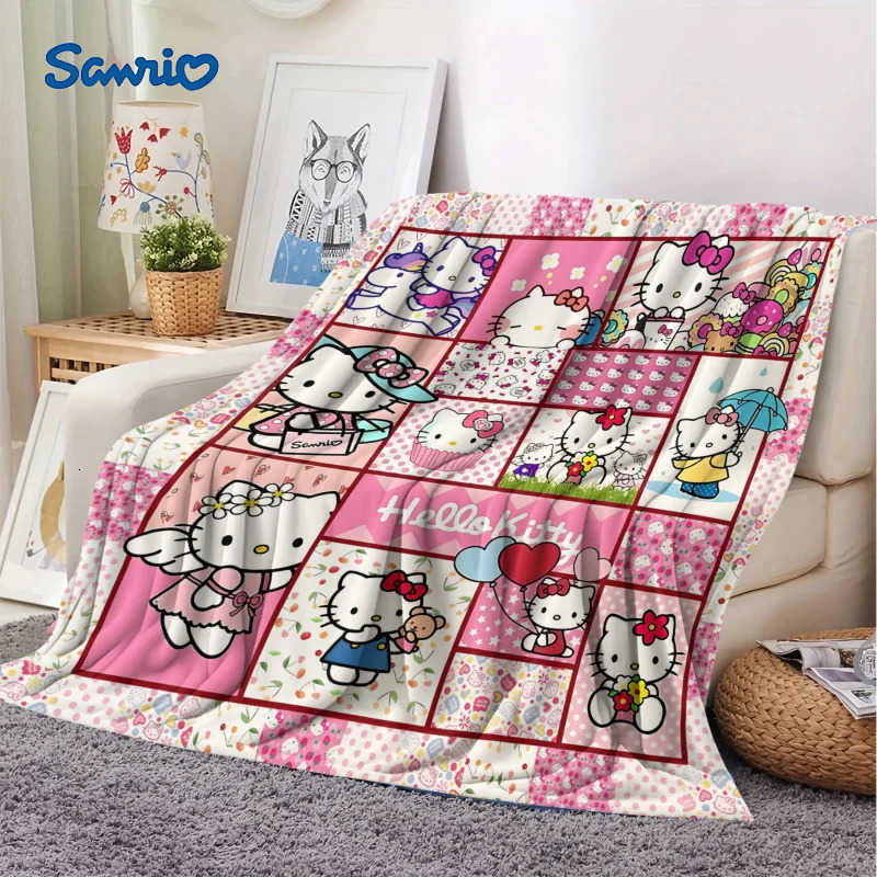 Sanrio Hot Cartoon Anime Hello Kitty Blanket Digital Printing Soft and Comfortable Sofa Covered Blanket Children Nap Sleeping Blanket H251201