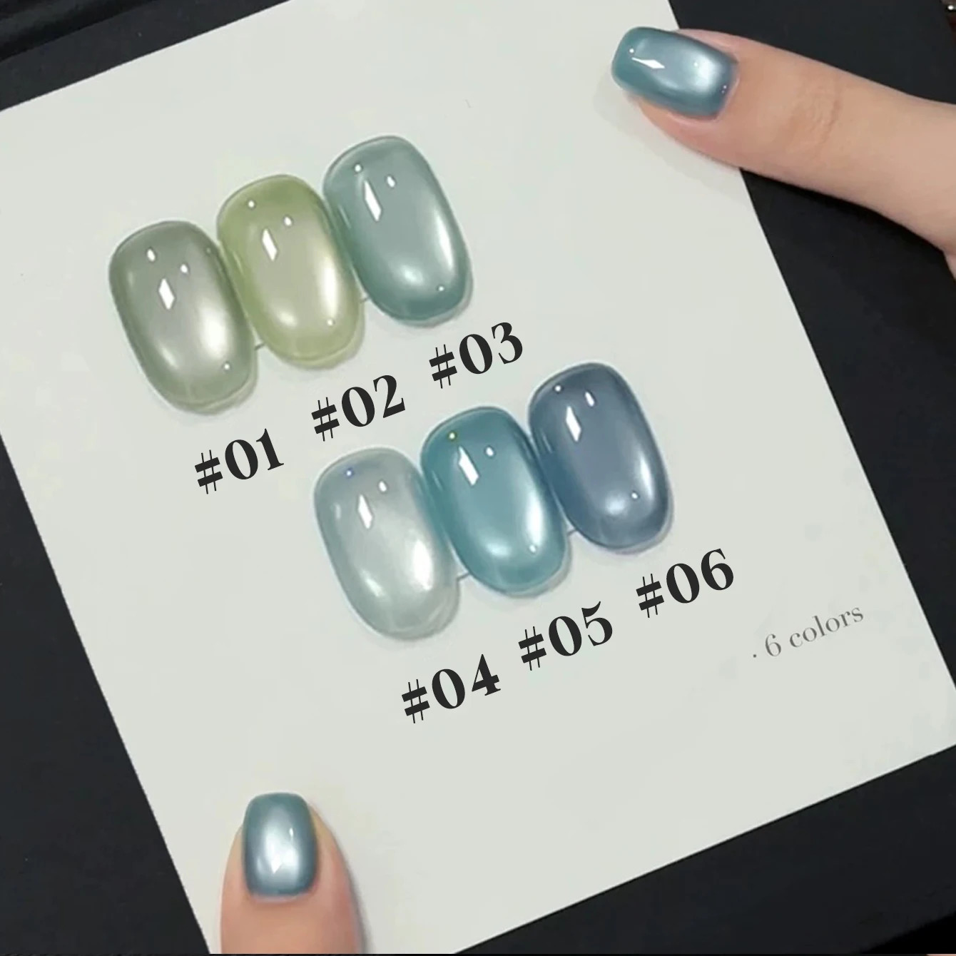 12ML 110pcs Summer Sea Salt Mint Series Blue Green Glass Bead Cat Eye Magnetic Gel Nail Polish Halloween Nails 251114