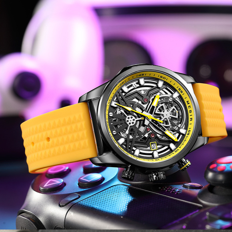 MEGIR Designer Creative Fashion Men's Quartz Watch Silicone Strap Mechanical Style Decoration Outdoor Sports Watch Business Watch 2235 Luxury Wri
