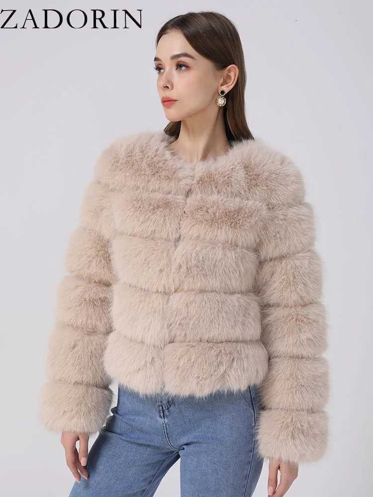 ZADORIN Long Sleeve Faux Fox Fur Coat Women Winter Fashion Thick Warm Fur Coats Outerwear Fake Fur Jacket Woman ClothingT251201