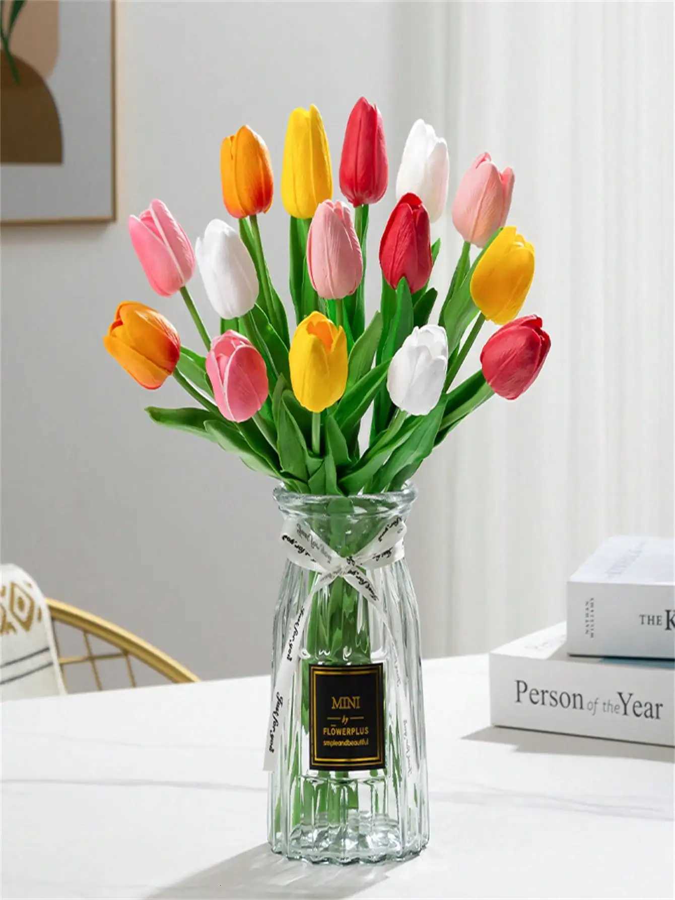 A Set of 6 Artificial Tips Suitable for He Decoration Anniversary Desktop Flower Decoration Realistic Fake Tip Flowers Vase Not Included Y251201