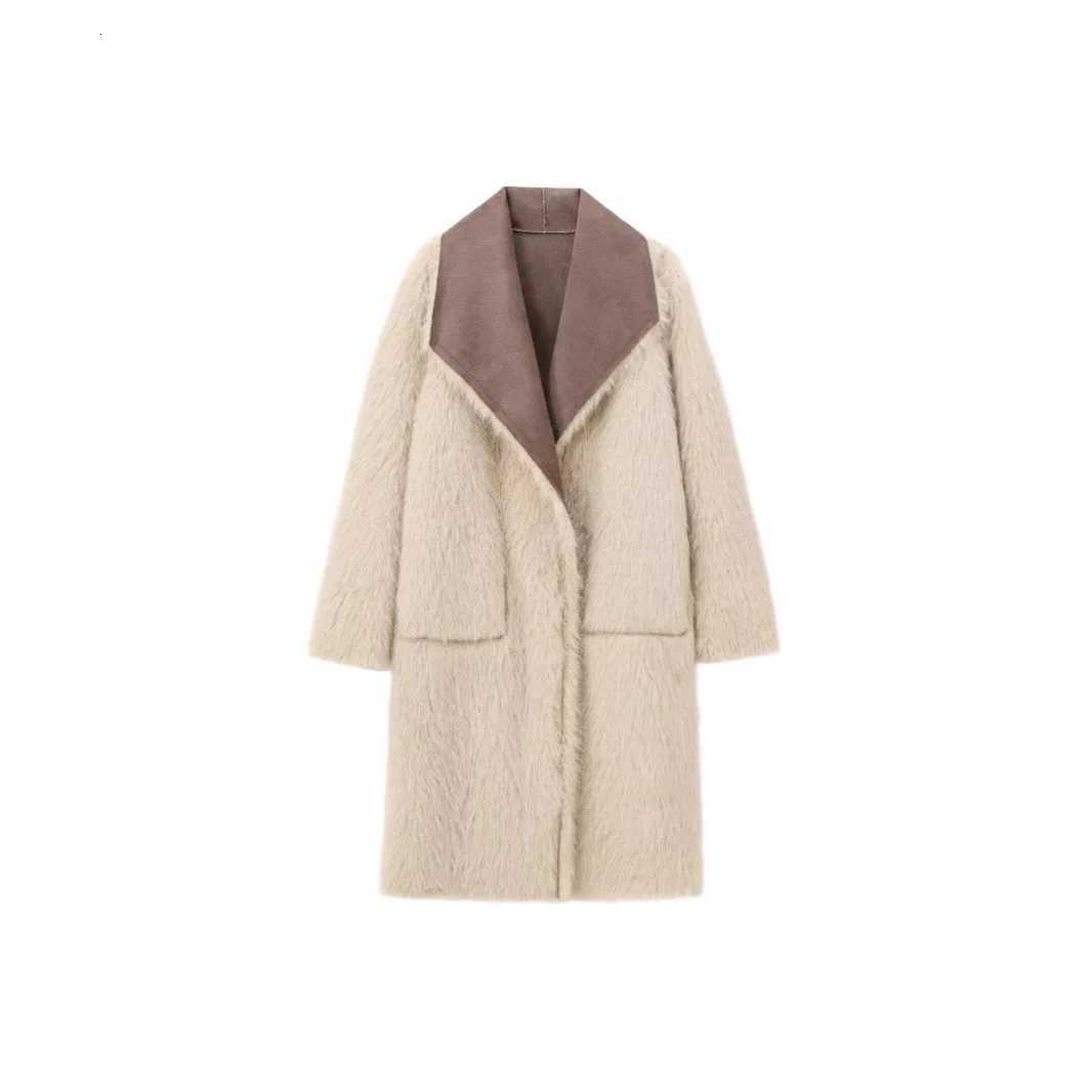 Vintage Fur Leather Long Jackets Women Casual Lapel Big Pockets Thicken Warm Coats Female 2024 Winter Chic Loose Outwears LadyT251201