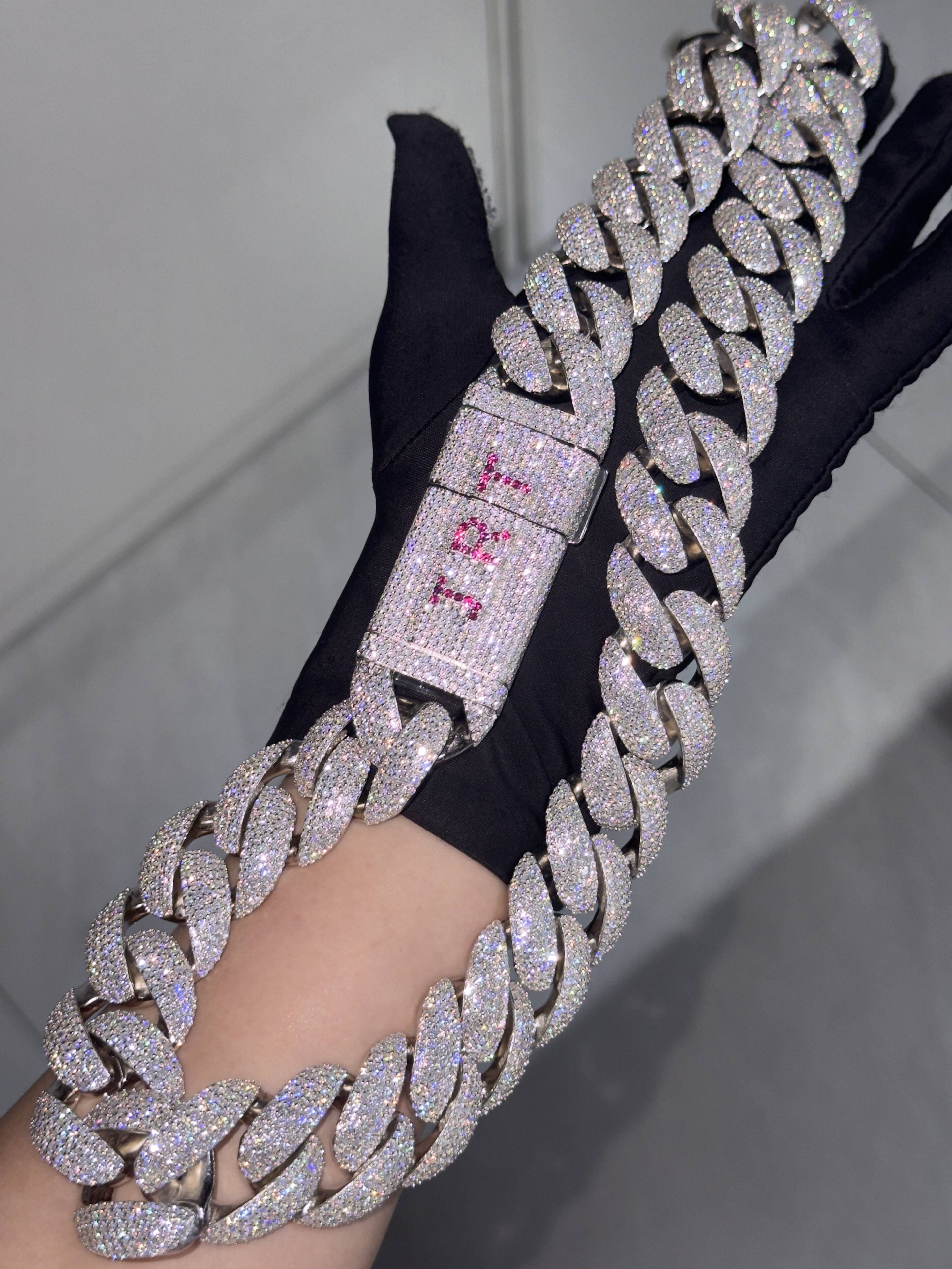 Heavy Weight Cuban Chain Solid Silver Iced Out 5rows 6rows VVS Moissanite Diamond Chain Link for Mens Hiphop Jewelry Daily Life