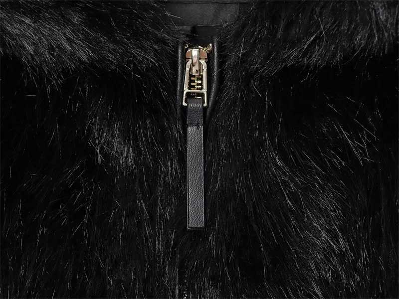 Womens Jacket 2025 Autumn/Winter New Style Black Long-Sleeve Faux Fur Hooded Jacket Fashionable and WarmT251201