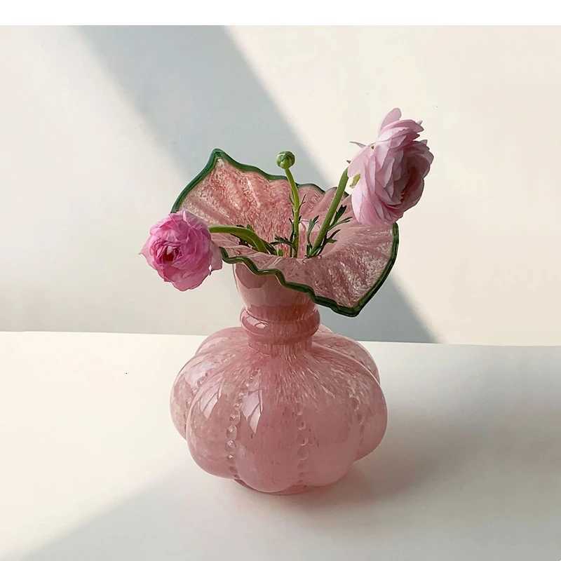 Vase Pumpkin Shape Wave Retro European Hand-made Floral Arrangement Accessories Terrarium Flower Vases Y251201