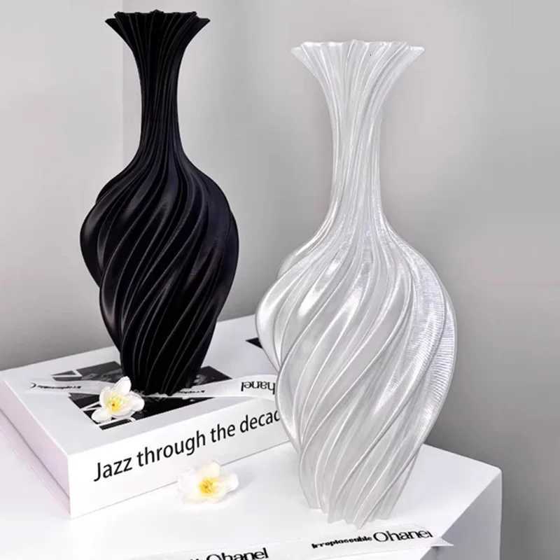 3d Printed Vase Modern Style Vase Flower Vase with Swirl Pattern Aesthetic Floral Display Vase for Living Ro Desktop Decor Y251201