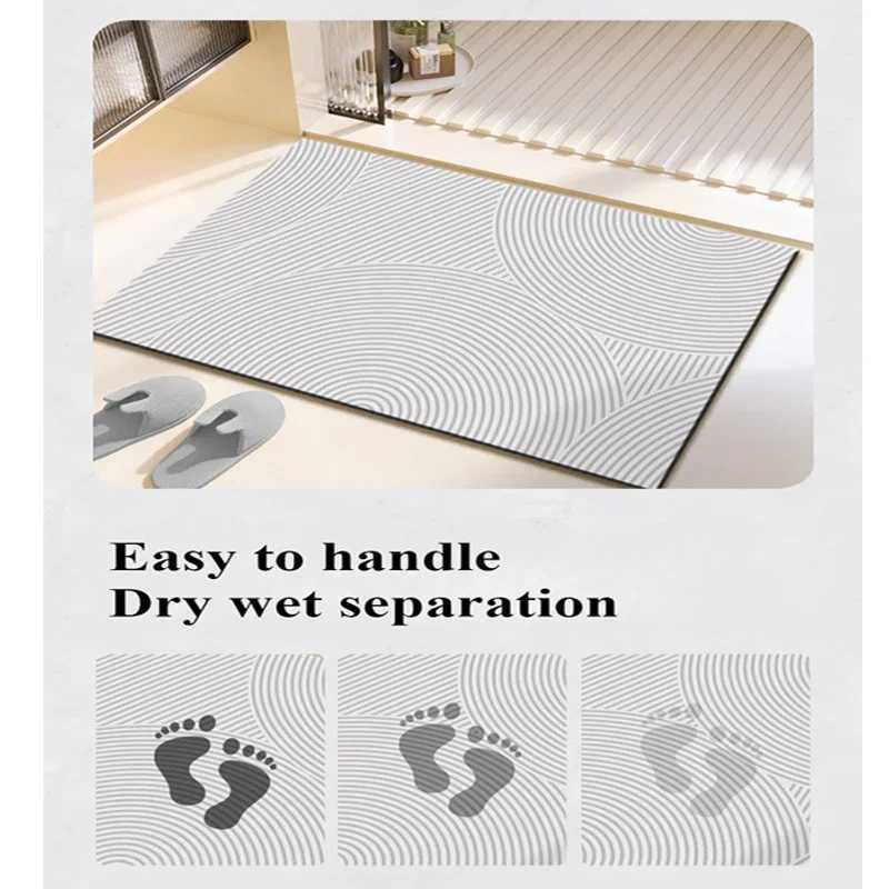 Luxury Diatite Bath Mats Bathro Anti Slip Foot Mat Super Absorbent Quick Dry Bathtube Carpet Toilet Rug Doormat Washable H251129