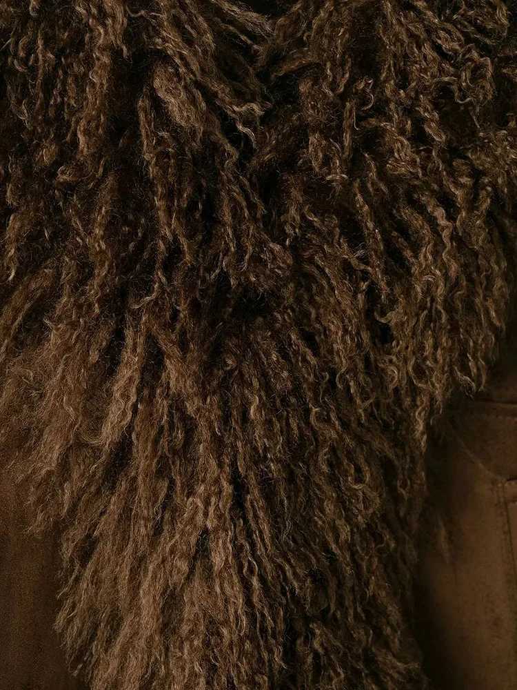 Women 2025 Autumn Winter New Solid Faux Fur Jackets Women Fashion Lapel Plush Coat Slim Elegant Patchwork Brown Short CoatsT251201