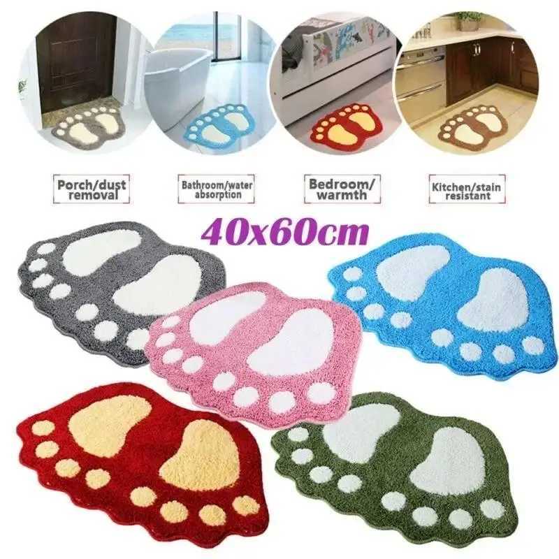 Cute Footprints Big Feet Bath Mats Pads Cartoon Style Toilet Non-slip Rug for Bathro Carpet Floor Super Absorbent Mat Foot Rug H251129