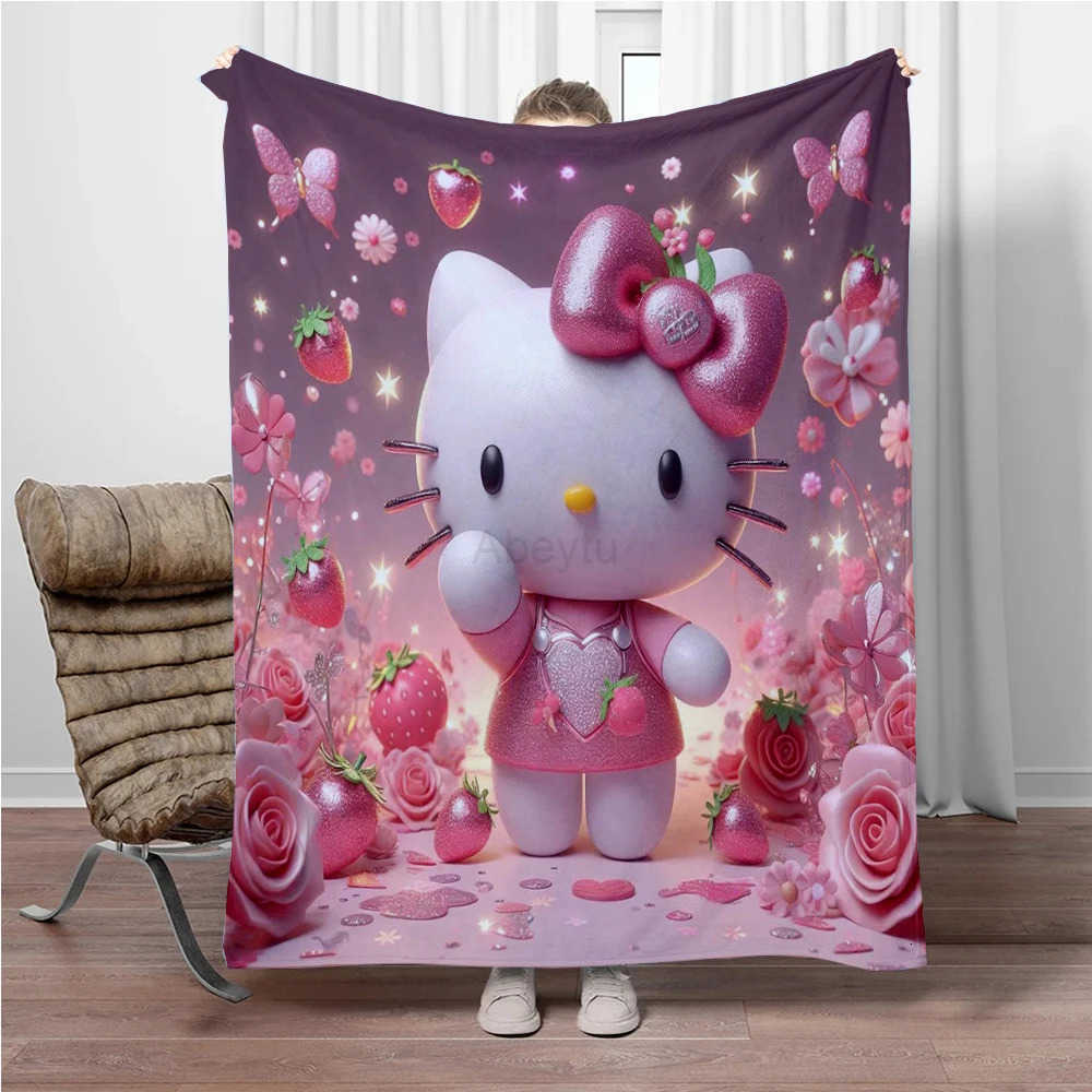 Sanrio 31 Style Hello Kitty Cartoon Soft 3D Cute Flannel Blanket Throw Blanket for Living Room Bedroom Bed Sofa Picnic Kids Gift H251201