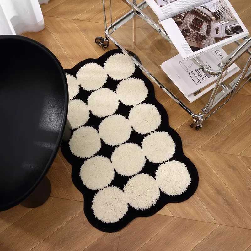 VIKAMA Short e Dirty Resistant Rug Black and White Floral Scandinavian Style Living Ro Study He Decoration H251129