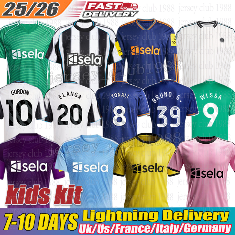 newcastled united 25 26 Soccer Jerseys Bruno G Elanga Gordon Botman Joelinton Tonali Livramento Willock Krafth jersey football shirt kit kids nufc 25 26 long sleeves