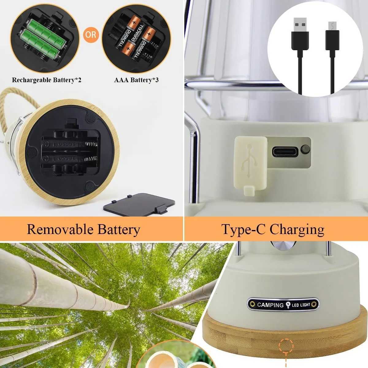 VN Retro Handle Camping Lantern Rechargeable Dimmable LED Vintage Lanterns Battery Powered Waterproof LED Retro Camping Lights M251201