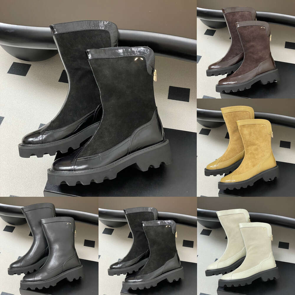 Fashion Half Boots Luxury booties Cowhide leather combat boots Mirror quality Martin boots hiking Platform work shoes Womens designer ankle Patent Leather Suede