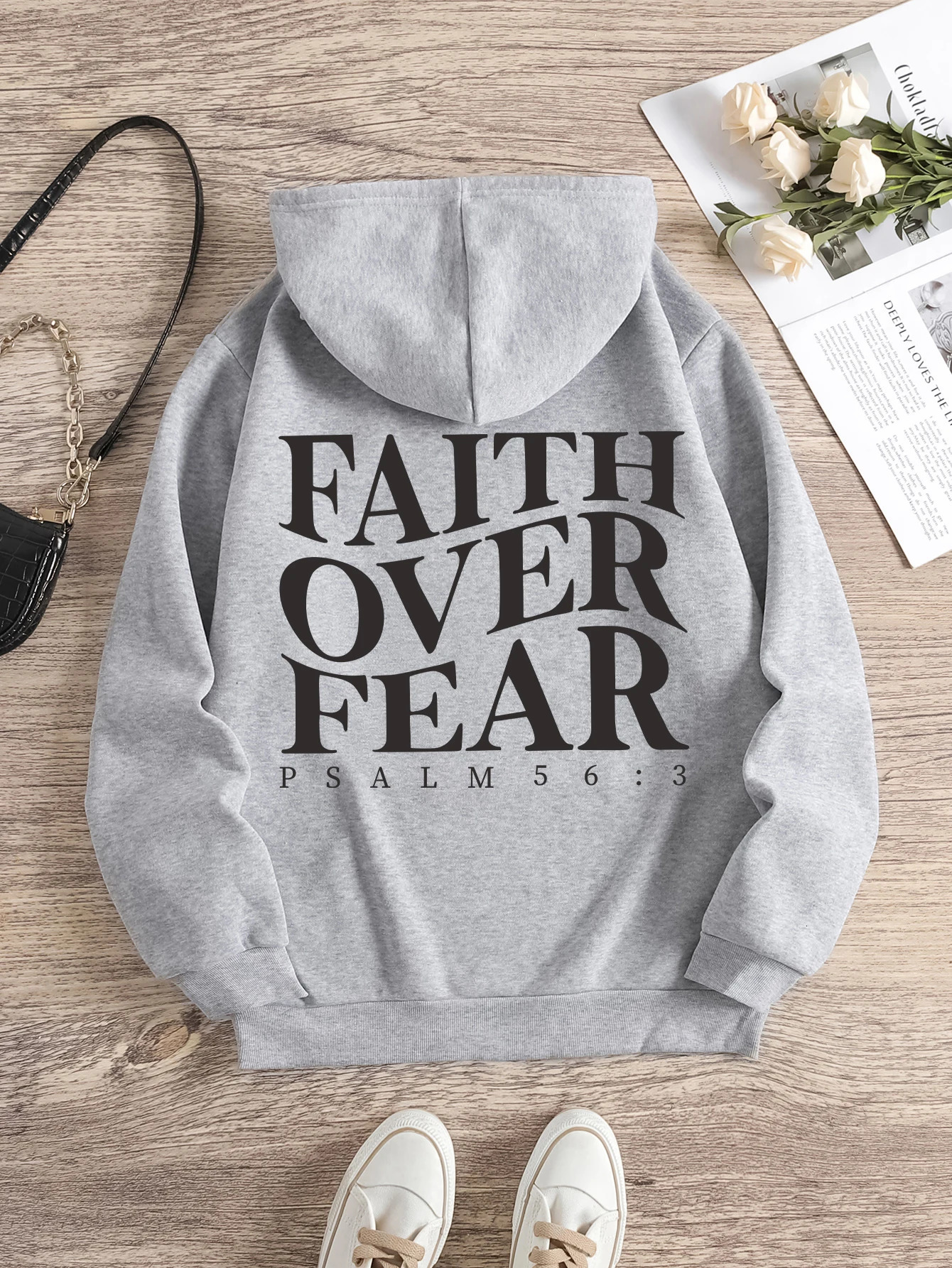 Faith over fear Christian Hoodie Christian hoodie Jesus hoodie Fashion hoodie Bible Verse Men and women can be aesthetic 2024251129