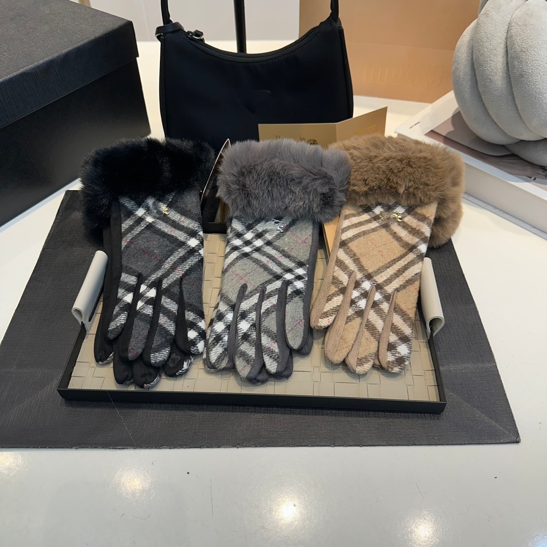 Gloves designer gloves Winter gloves Women's Winter Warm Plaid Gloves Cuff Compatible Windproof Thermal Lining Stylish Tartan 3 Colors Fashion Cold Weather Mittens