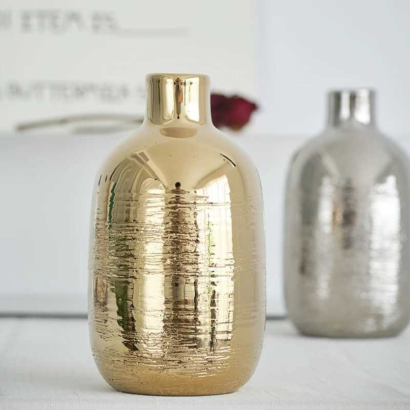 Ceramic Vase Gold Bed Grain Ceramic Handicraft Flower Vase Floral Arrangement Accessories He Decoration Accessories Y251201