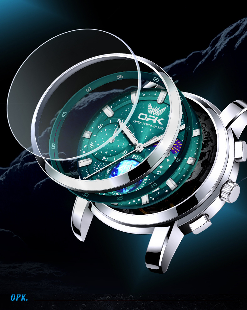 OPK Free Shipping New Designer Watch Manufacturer Wholesale One Piece Dropshipping Hot Selling Chronograph Moon Phase Luminous Quartz Watch Men's