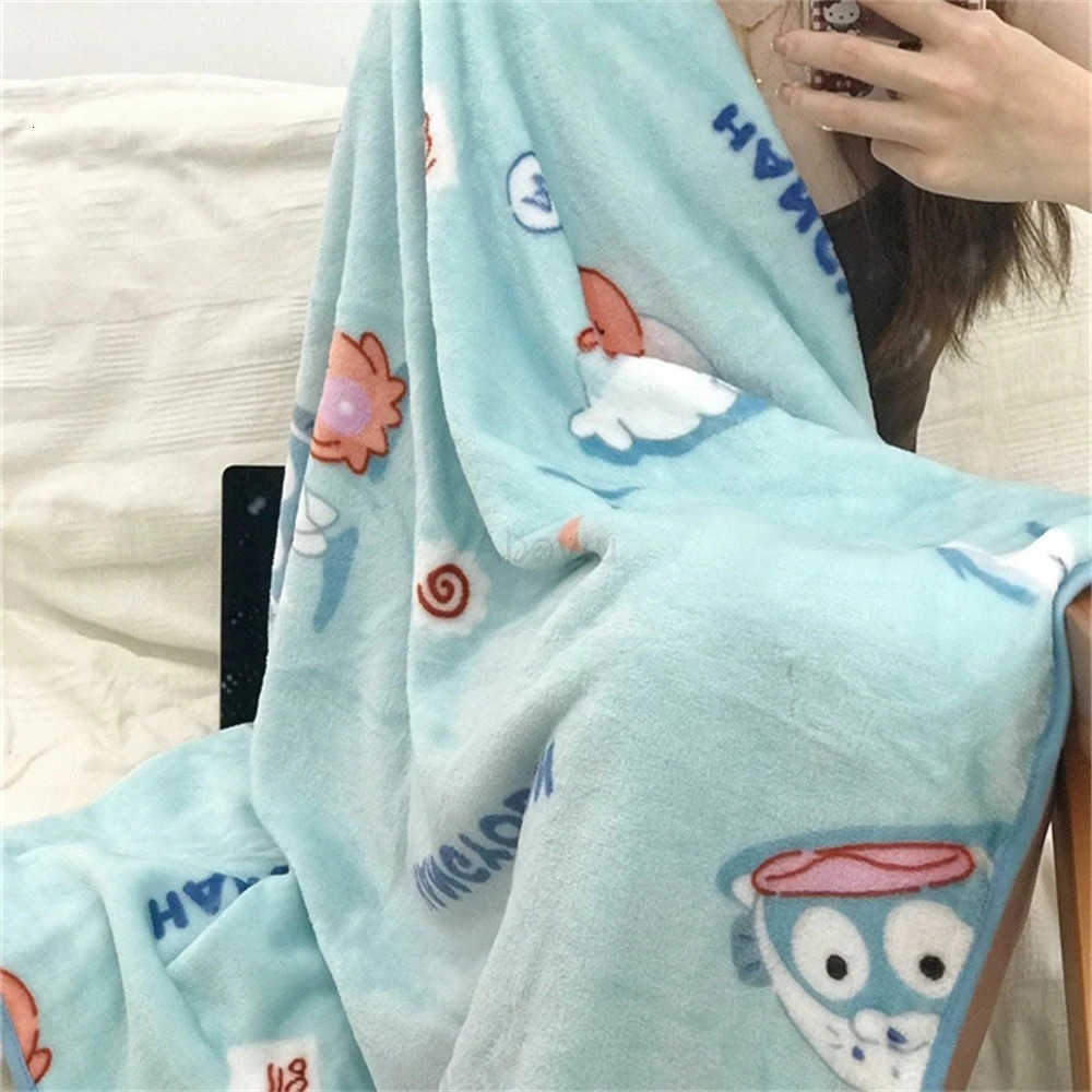 Sanrio Cute Hangyodon Blanket Lovely Anime Warm Flannel Blanket Pillowcase Pekkle Pochacco Blanket Bedspread Bedroom Sofa Bed Girl H251201