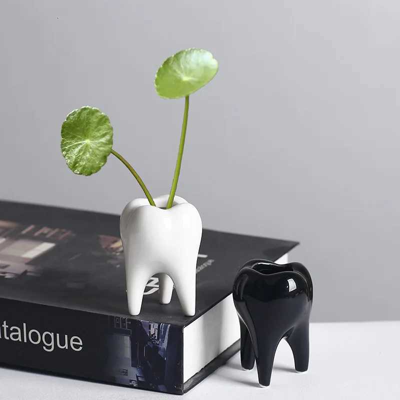 Cartoon Tooth Flowerpot Lovely Hydroponic Porcelain Flowerpot Succent Pot Garden Accessories Balcony Decorations Plant Pot Y251201