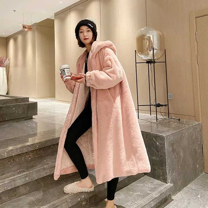 Grunge Autumn Winter Womens Coats Faux Fur Thick Warm Casual Hooded Lamb Wool Cute Warm Top Womens ClothingT251201