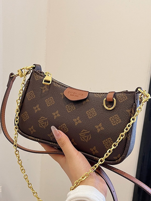 Luxury handbags, women's shoulder bags, underarm bags, chain-print crossbody bags, handheld underarm bags, vintage print women's small bags,