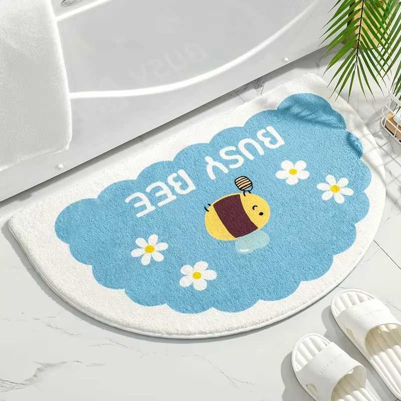 VIKAMA Faux Cashmere Soft Floor Rug Fresh Text Floral Carpet He Entrance Carpet Bedro Toilet Absorbent Non-slip Foot Mat H251129